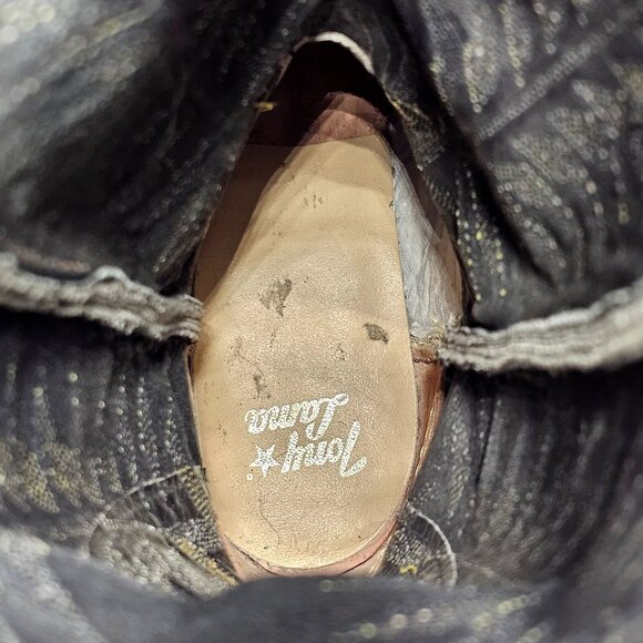 Vintage Tony Lama Exotic Yellow Black Python Snake Cowboy Boots Womens 5 Western - Picture 9 of 15